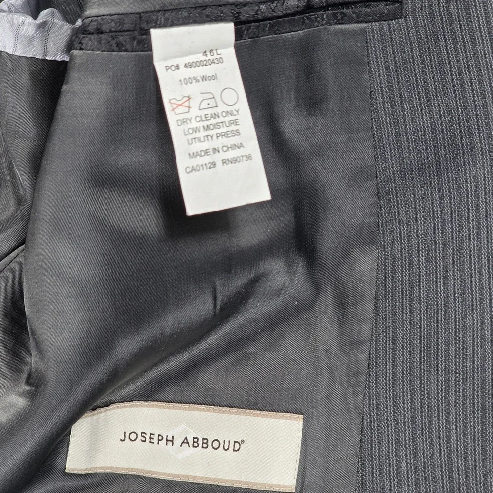 Joseph Abboud Mens 46L Blazer Jacket 100% Wool Grey Self‎ Stripe 3 Button